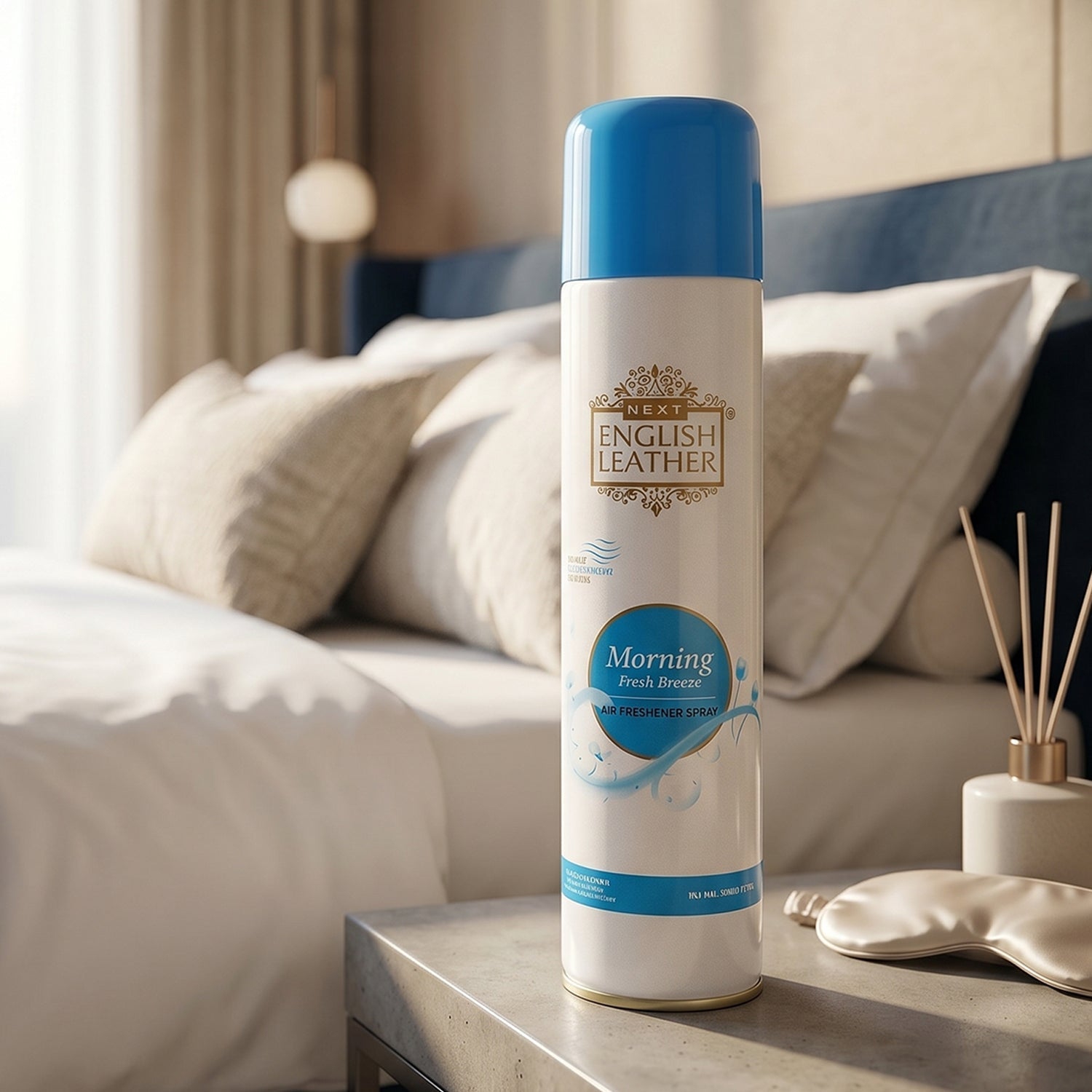 Features of Morning Fresh Breeze air freshener spray highlighted in graphic
