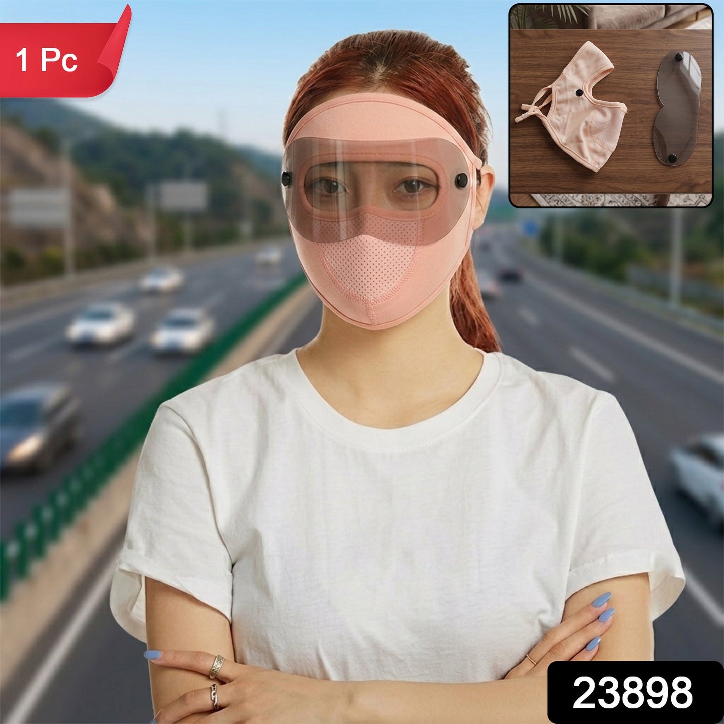 Cloth face mask with adjustable ear loops, 1 piece