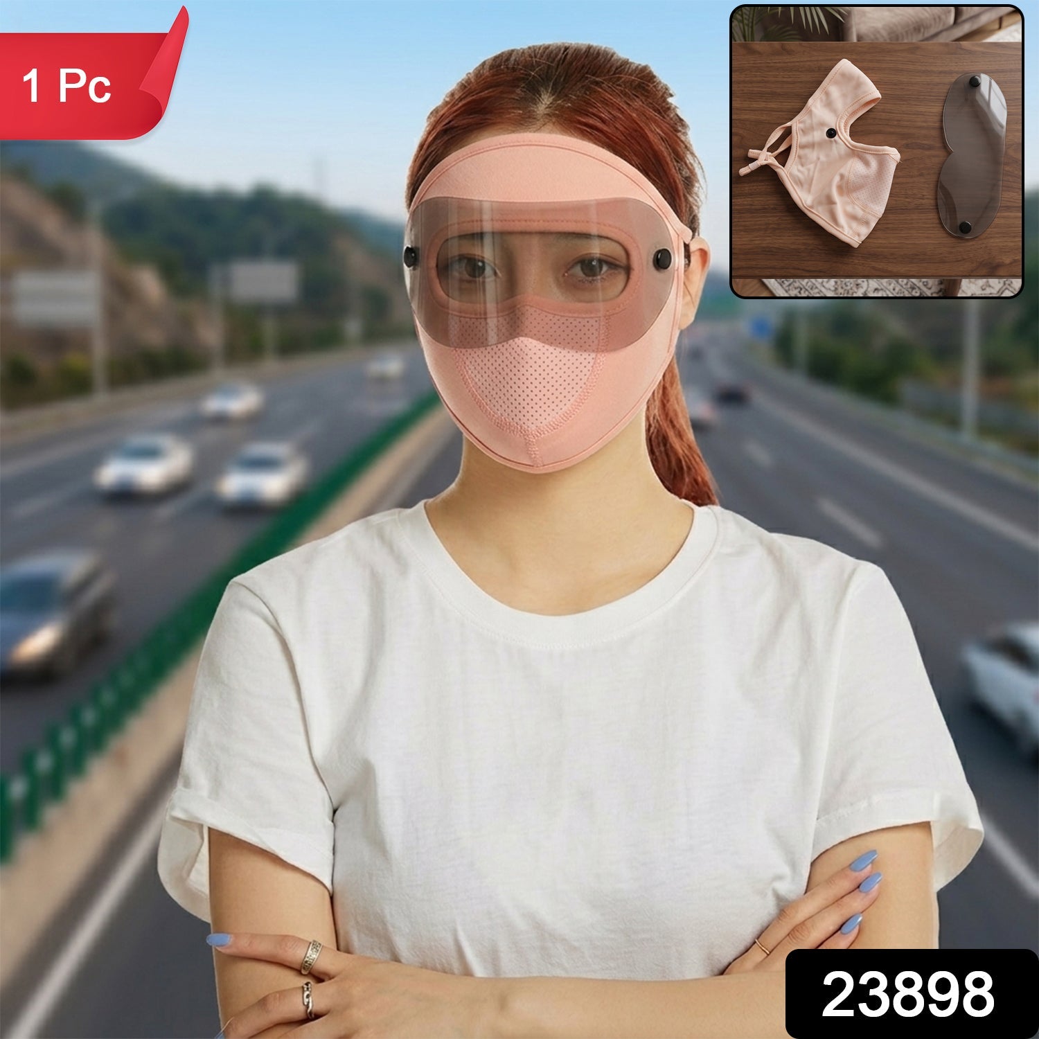Cloth face mask with adjustable ear loops, 1 piece