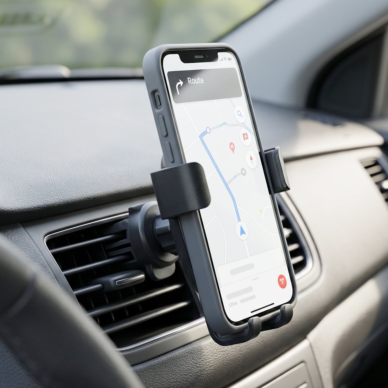 One hand phone mounting while driving