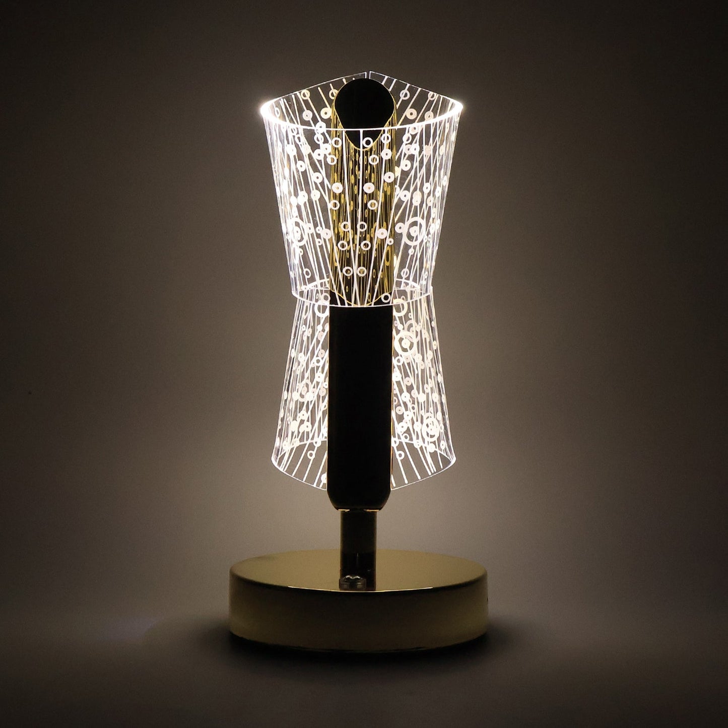 Side view of luxury LED double shade crystal table lamp