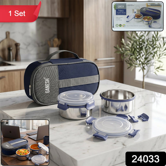 Stainless steel lunch box set with airtight containers for fresh meals