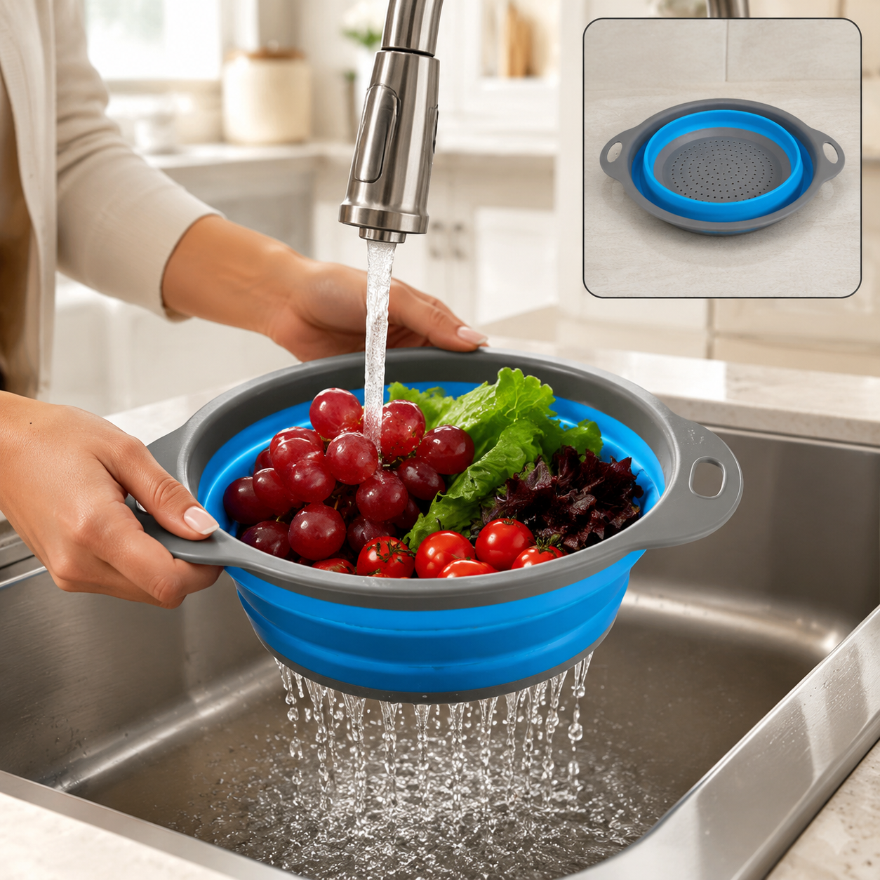 Foldable Silicone Strainer – Space-Saving Kitchen Tool | Vastate