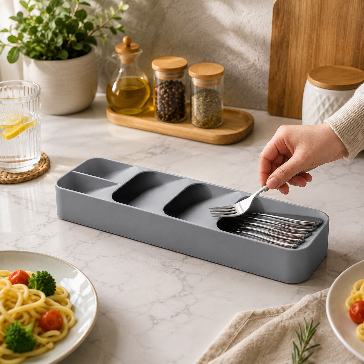 Cutlery Tray – Compact Kitchen Drawer Organizer | Lunchie Bunchie