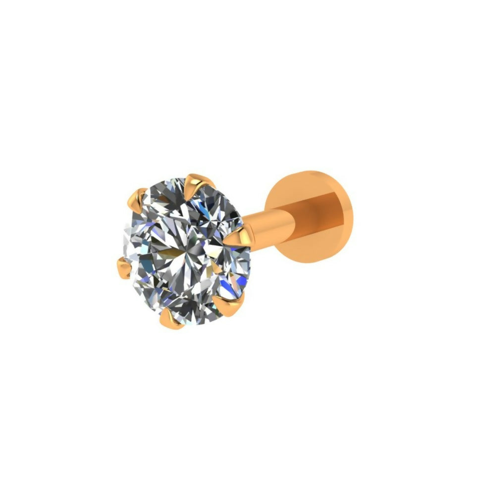 Gold Plated AD Diamond Stud Earring with Flat Back for women and girls
