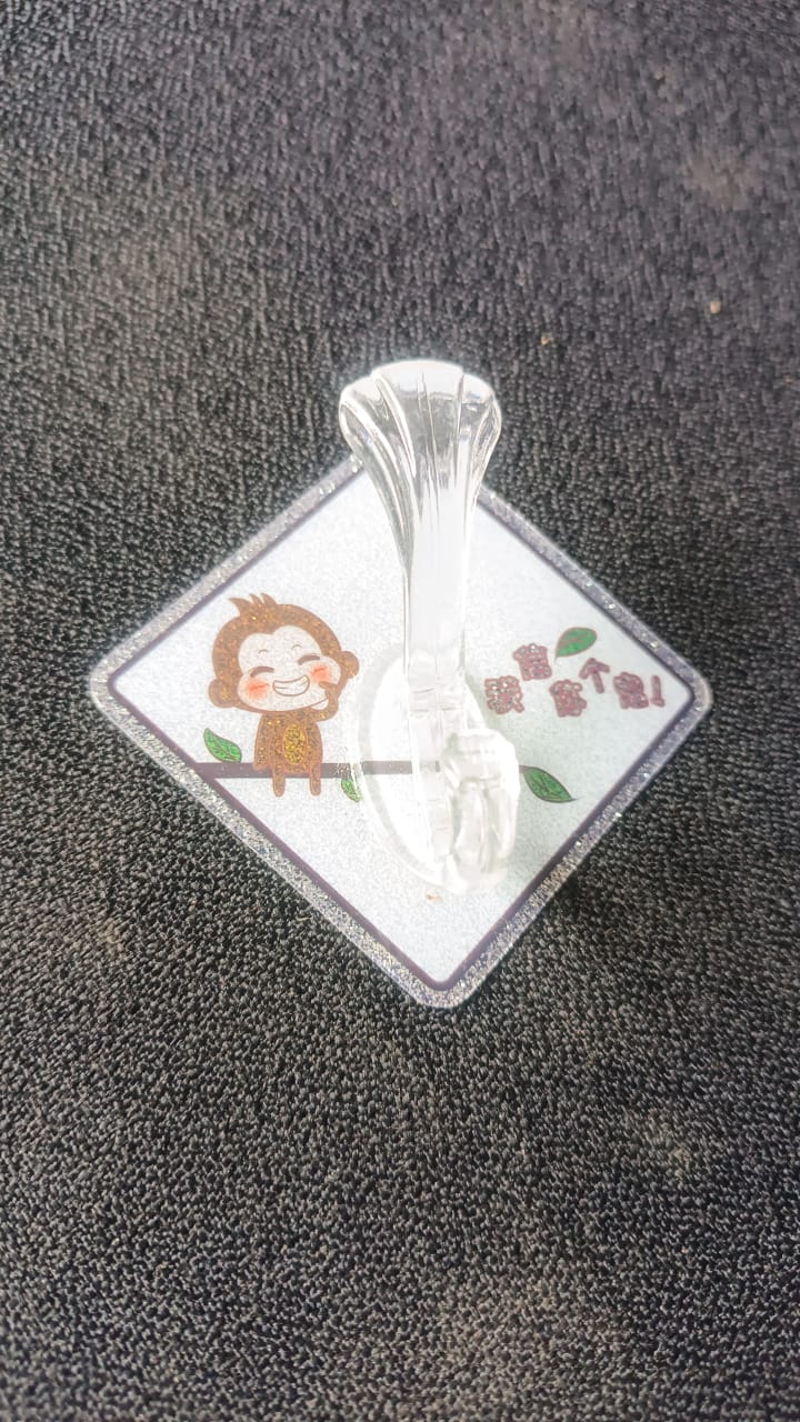 Decorative cartoon print wall hook mounted for hanging lightweight items