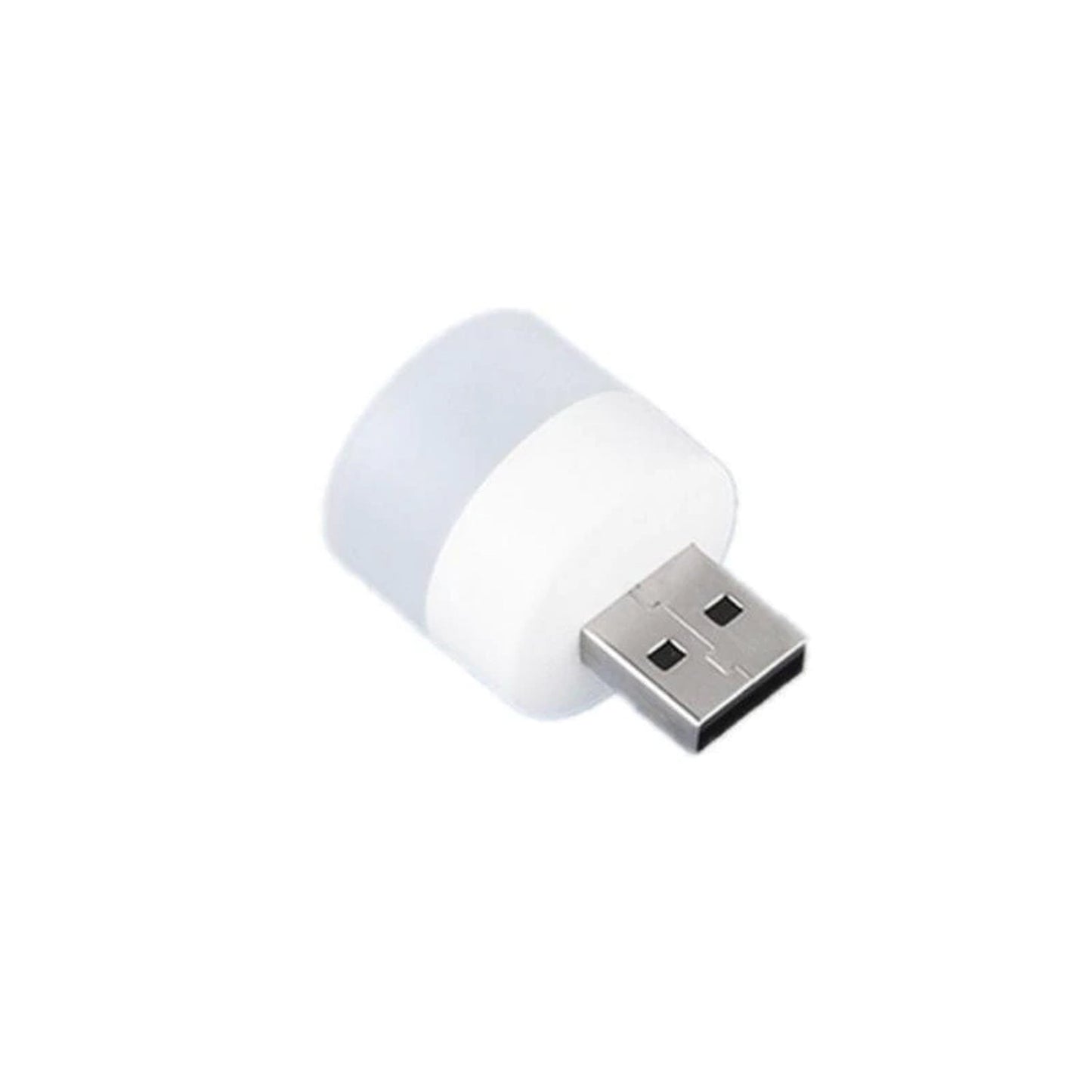 A single white USB LED night light with a silver USB plug is shown on a plain white background.