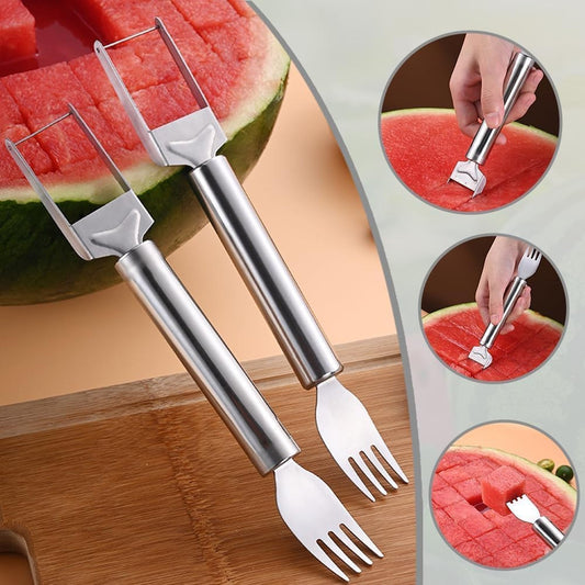 Stainless steel 2-in-1 watermelon slicer and cutter for easy fruit prep