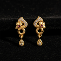 Premium Gold Plated Designer Earrings with Ruby & Crystal Drops