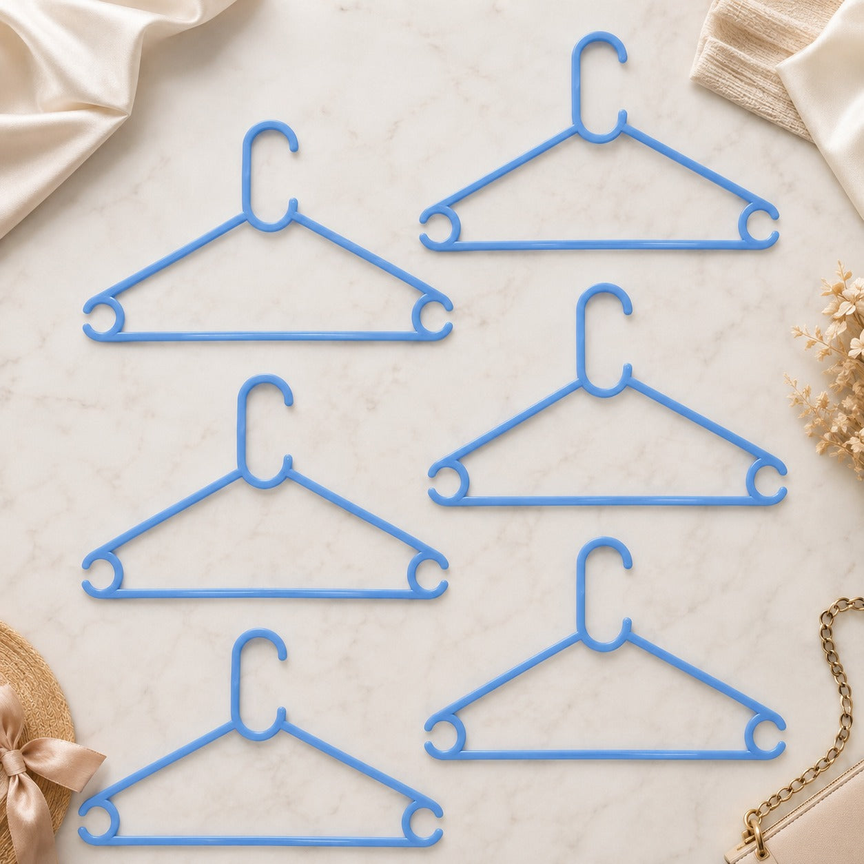 Plastic Clothes Hanger Set (6 Pcs) – Durable & Space-Saving | Indo Glow