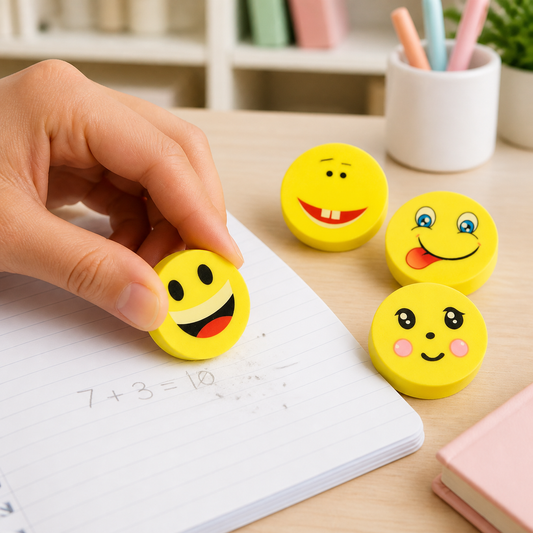 Emoji Eraser Set – Colorful 4pc Fun for Kids' School |
