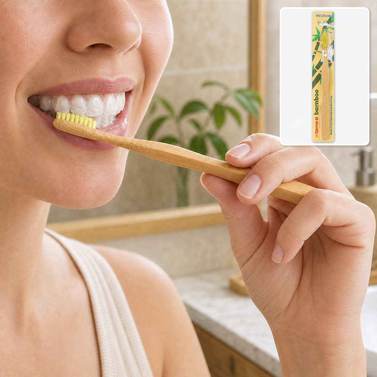 Bamboo Toothbrush – Eco-Friendly Medium Bristles for Gentle Cleaning