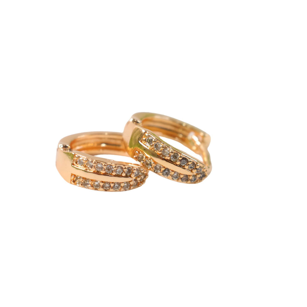 Gold Finish Sparkle Hoop Earrings for Daily and Party Wear