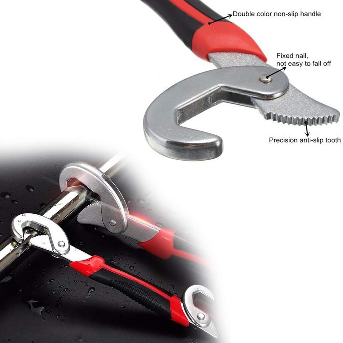 The top image shows a close-up of a wrench head with labels for its features, while the bottom shows a wrench gripping a
