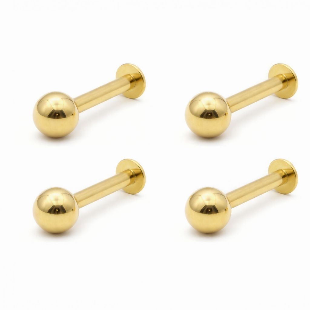 Gold Plated Titanium Labret nosepin stud Laung Koka Nathni Combo Pack of 4