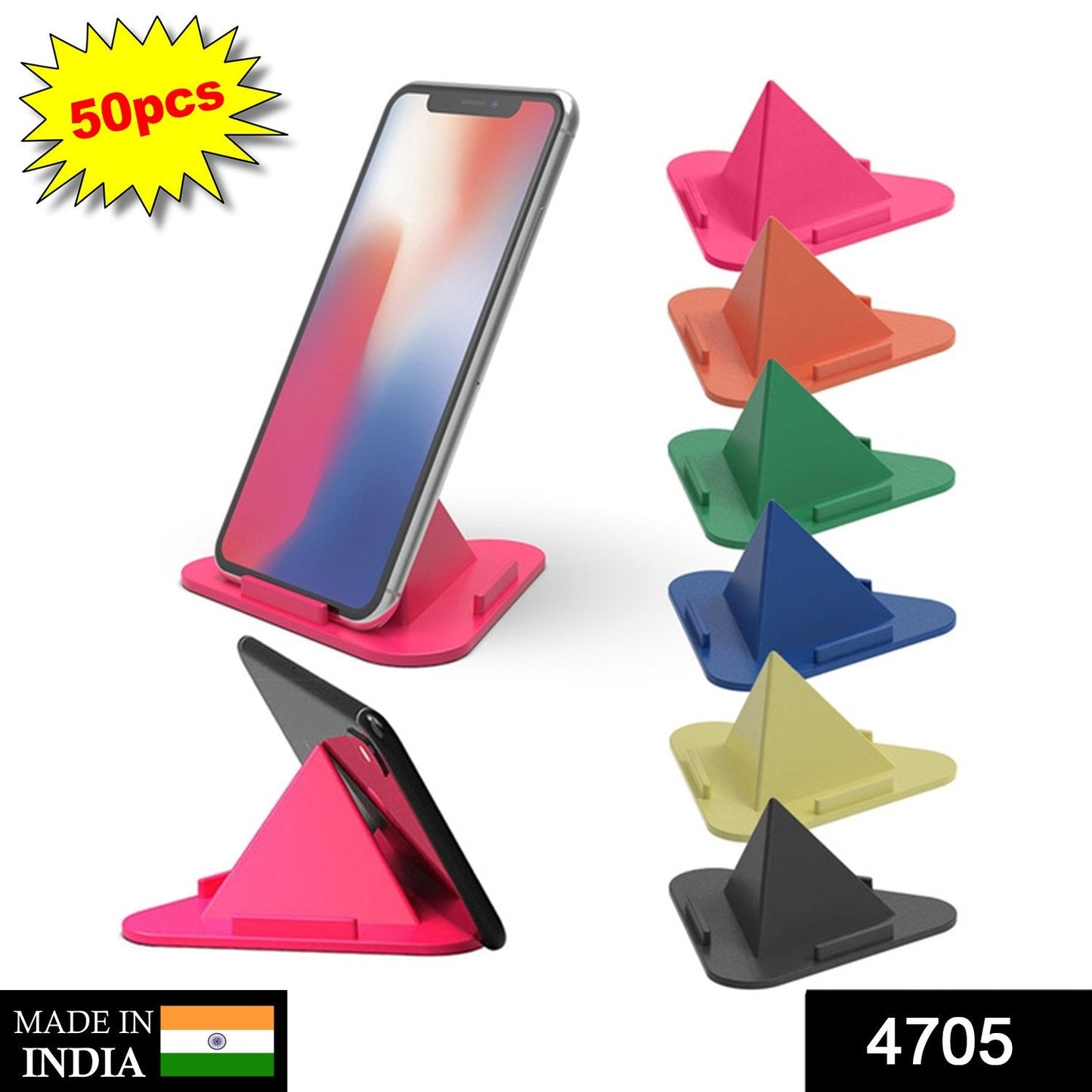 Multiple PHOBIA Pyramid Mobile Stands arranged, highlighting the 50 Pcs set.