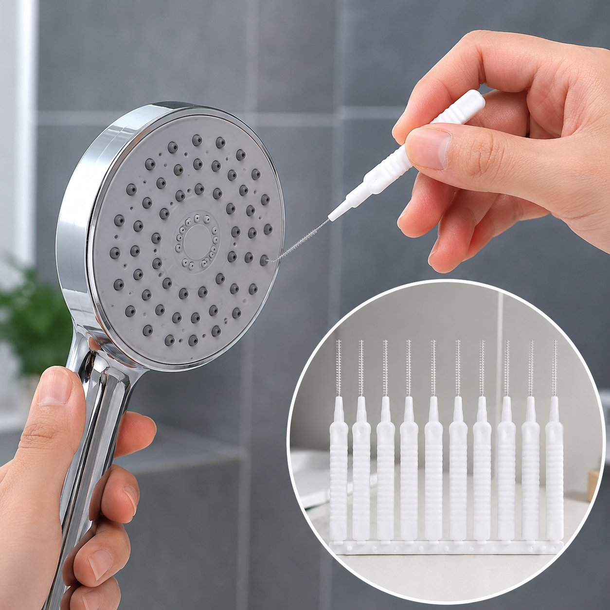 Shower Nozzle Cleaning Brush Set – 10 Pcs Anti-Clog | Mist & Relax