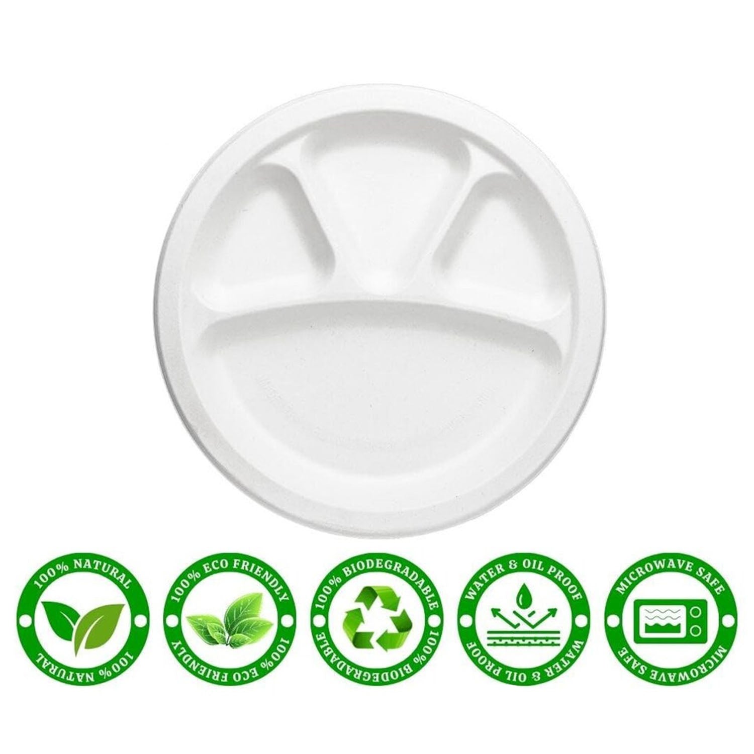 Disposable 4 section food serving plate ideal for home dining and catering