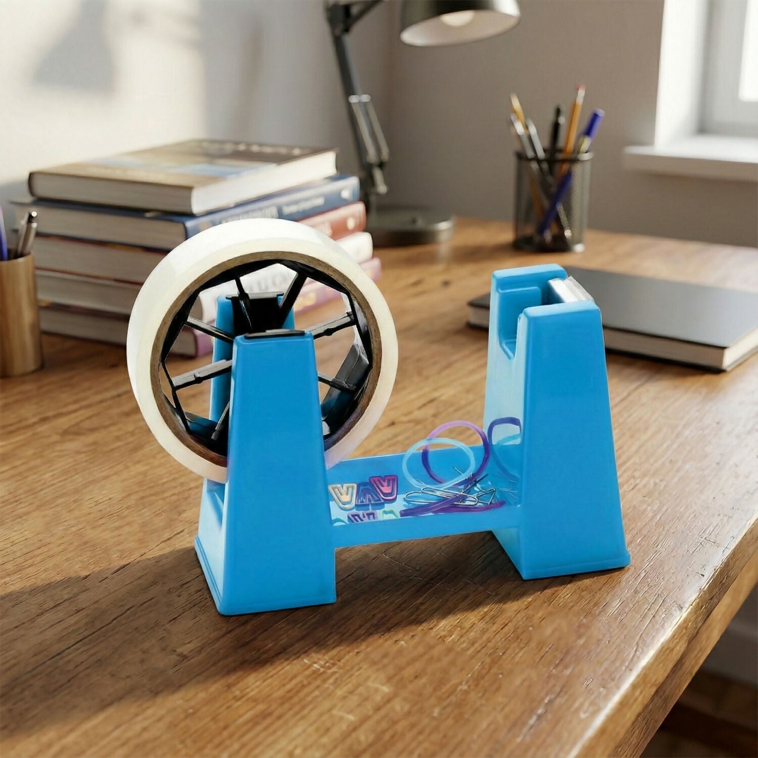 Tape Dispenser with Utility Tray and Cutting Blade for Office, School and Home Use