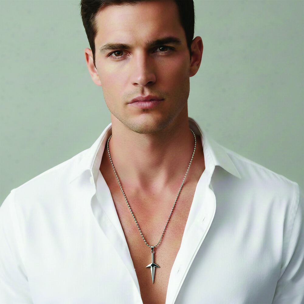 Silver Tone Arrow Chain Pendent For mens