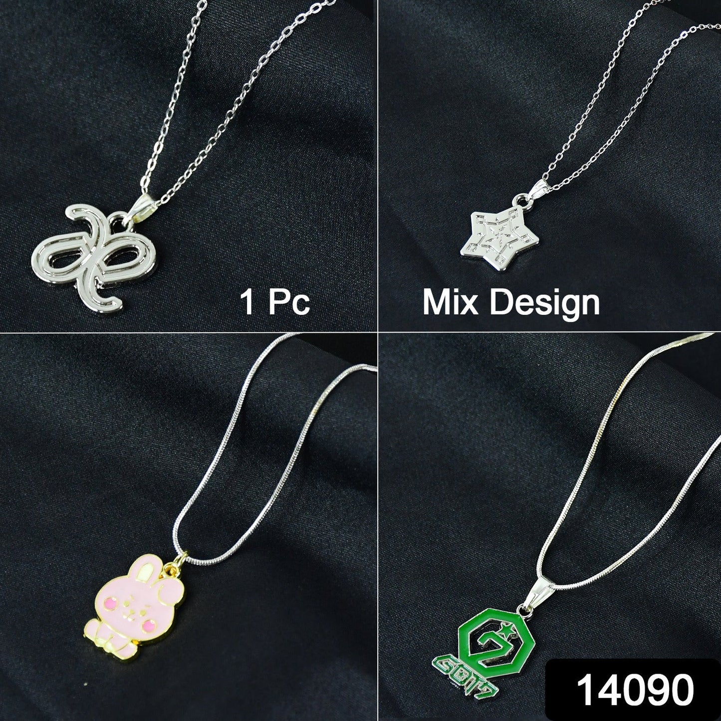 Random mix design pendant on lightweight necklace chain, ideal for casual fashion