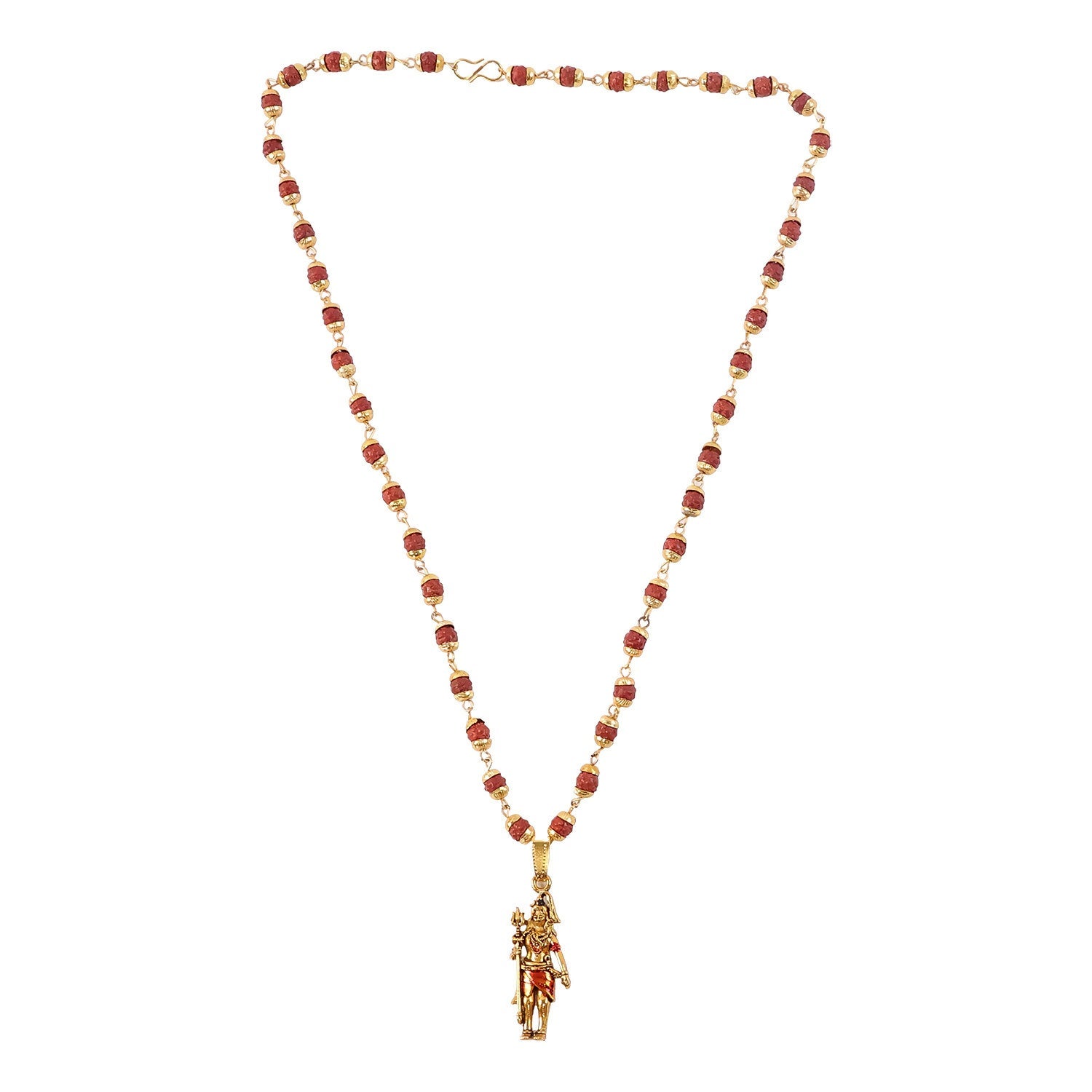 Gold Plated Shiv Ji Pendant & Rudraksha Bead Necklace
