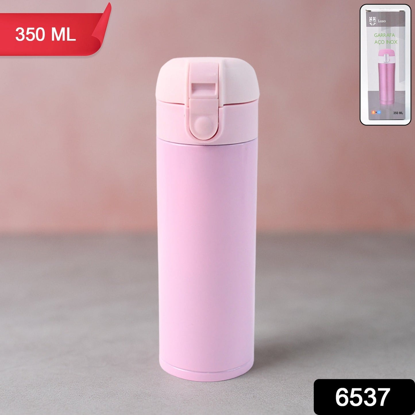 Close-up of pure sip stainless flask leakproof flip top lid