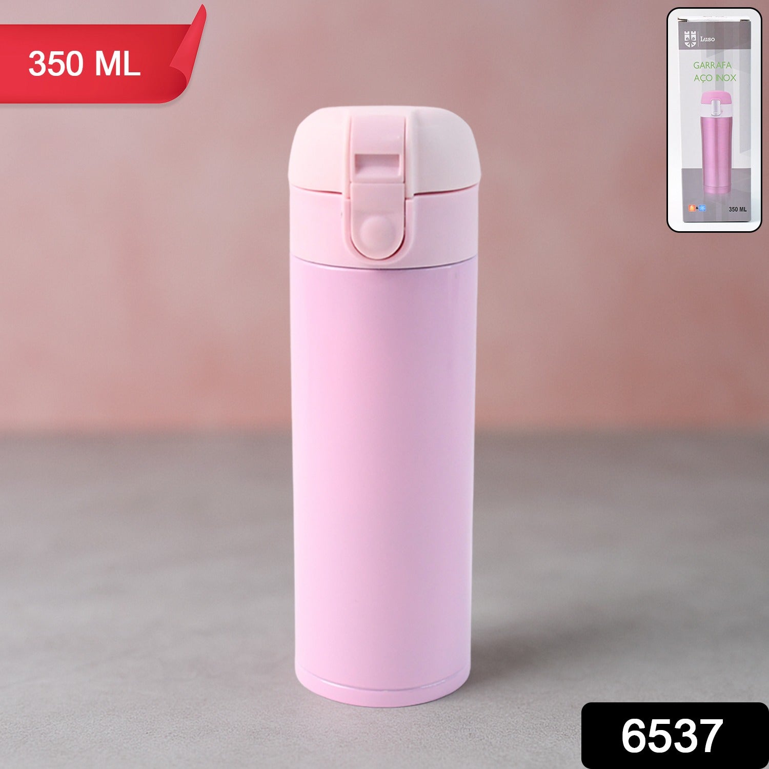 Close-up of pure sip stainless flask leakproof flip top lid