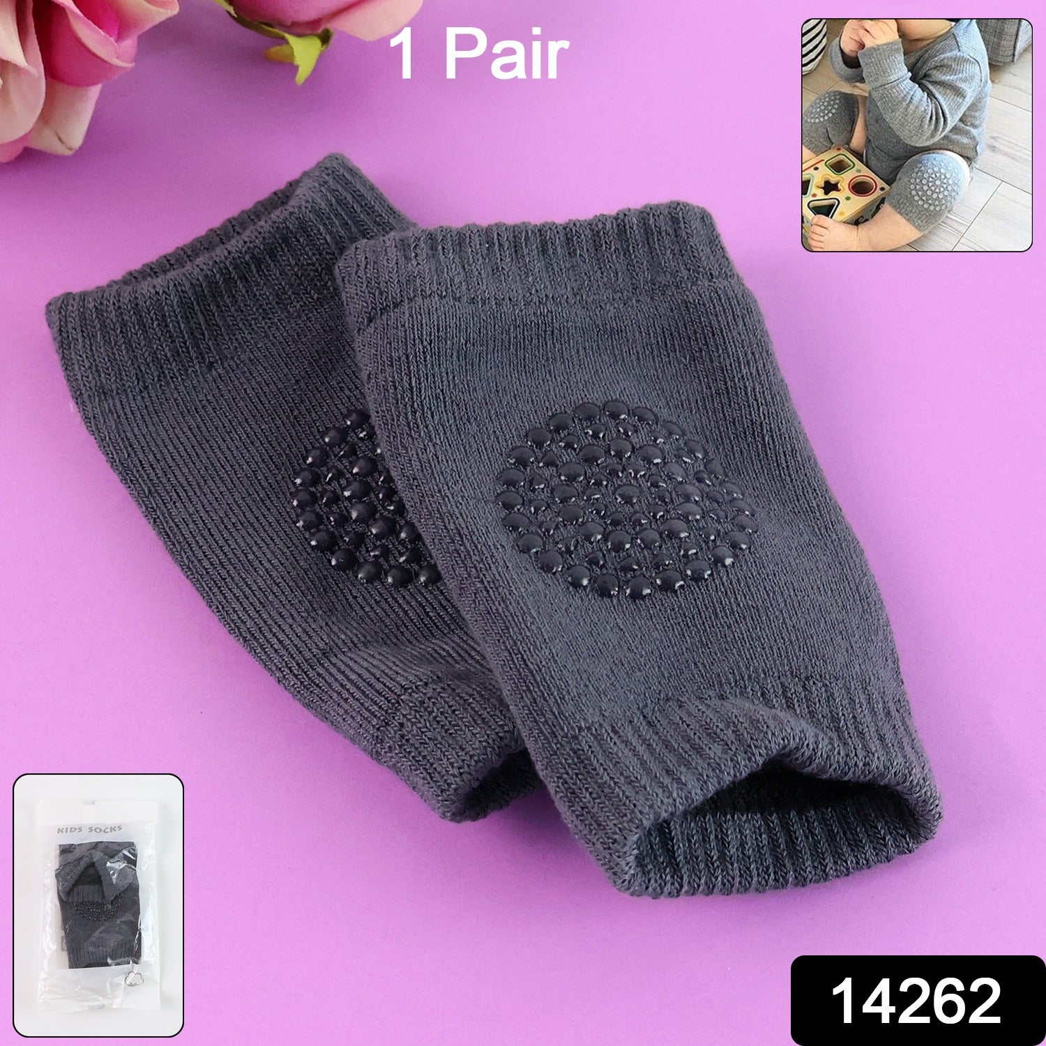 Close-up of dark grey toddler wool knit leg sleeves