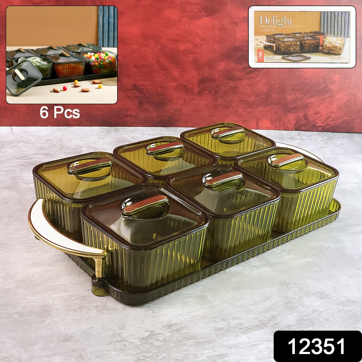 Liger 6-piece clear spice jar set with tray for kitchen storage