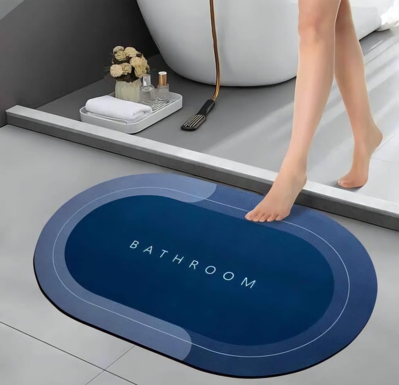  non-slip bath mat placed securely on modern bathroom floor