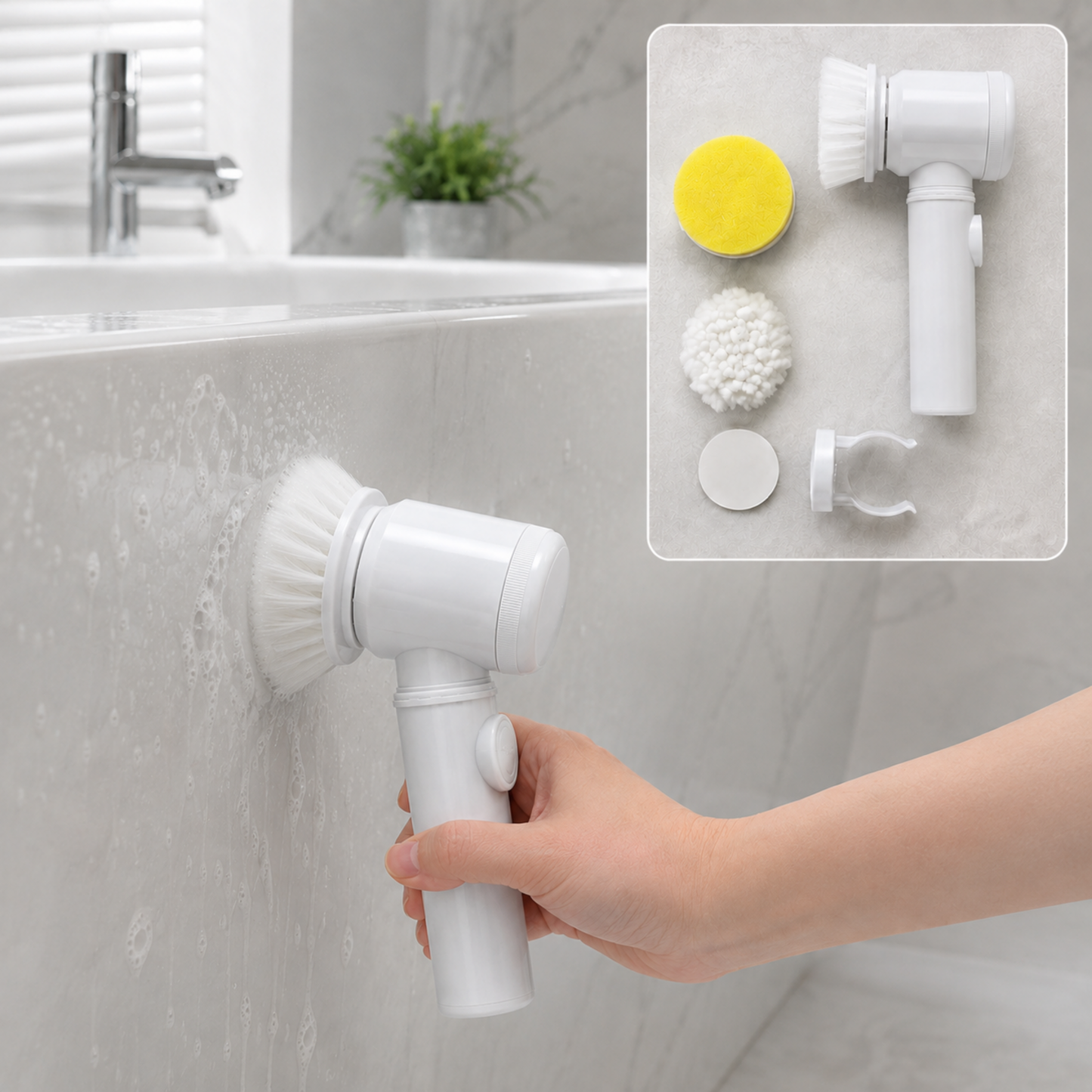 Electric Spin Cleaning Brush – 5 Replaceable Heads for Deep Clean