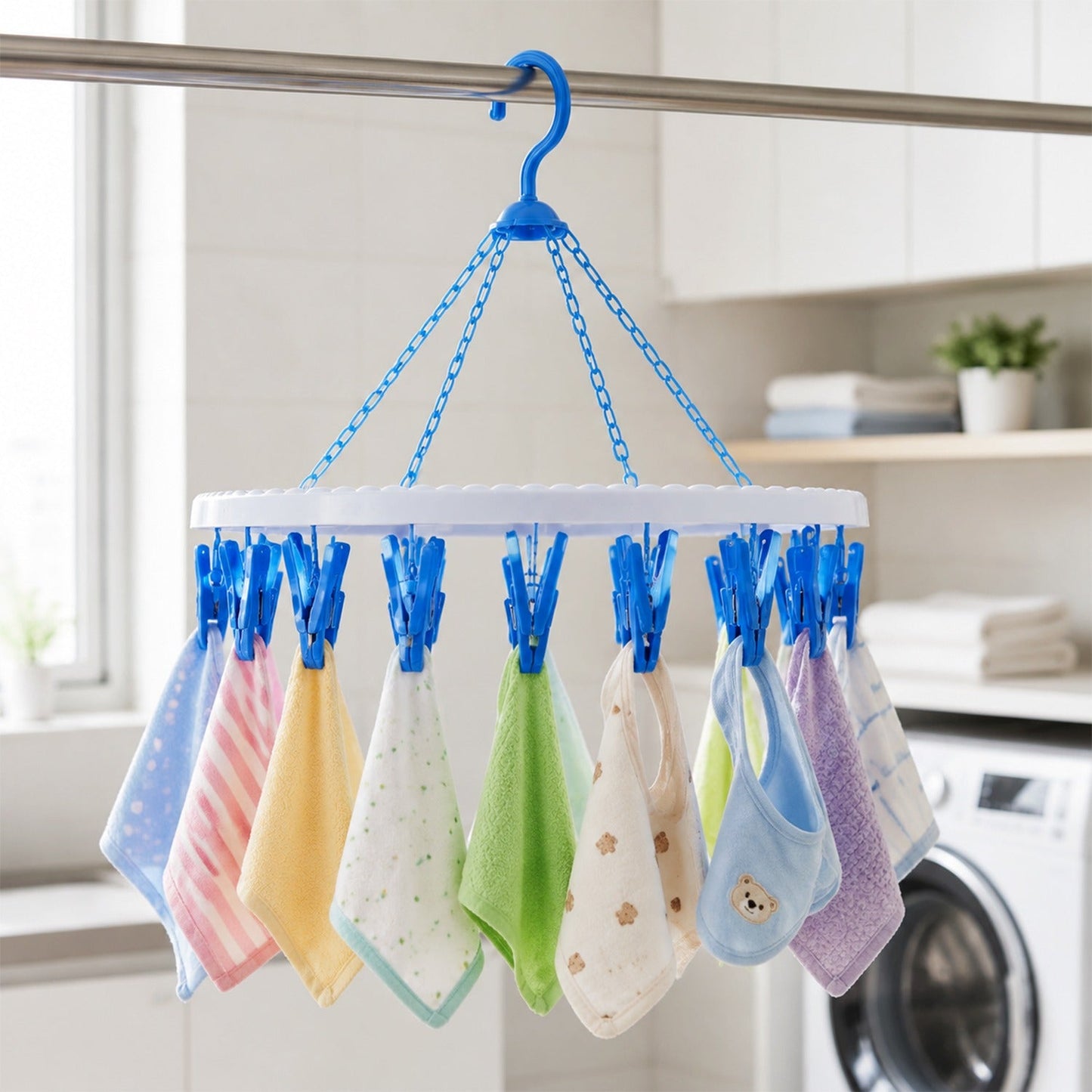 18-Clip Cloth Drying Hanger – Round Plastic for Delicates | Indo Glow