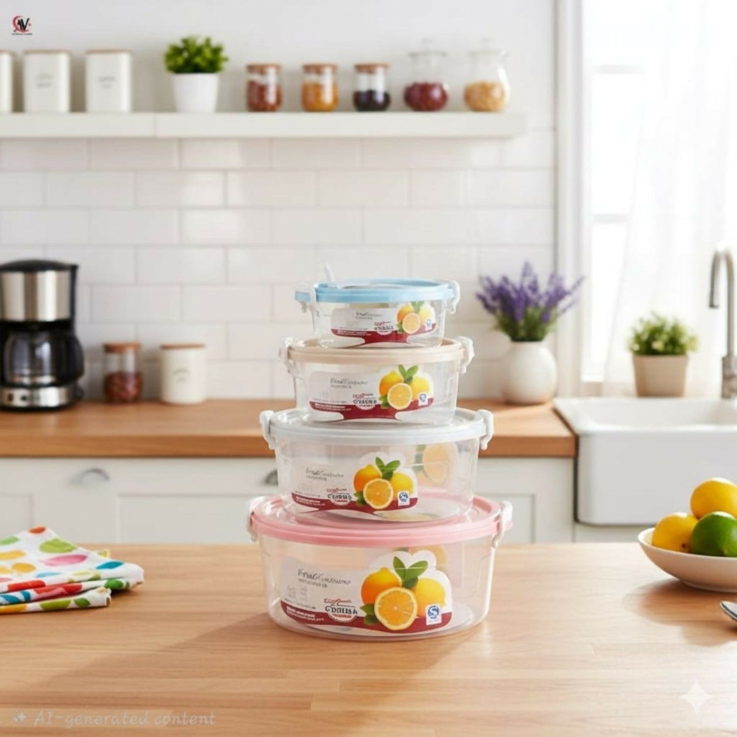4 pcs lock lid Plastic Container 1400 ml