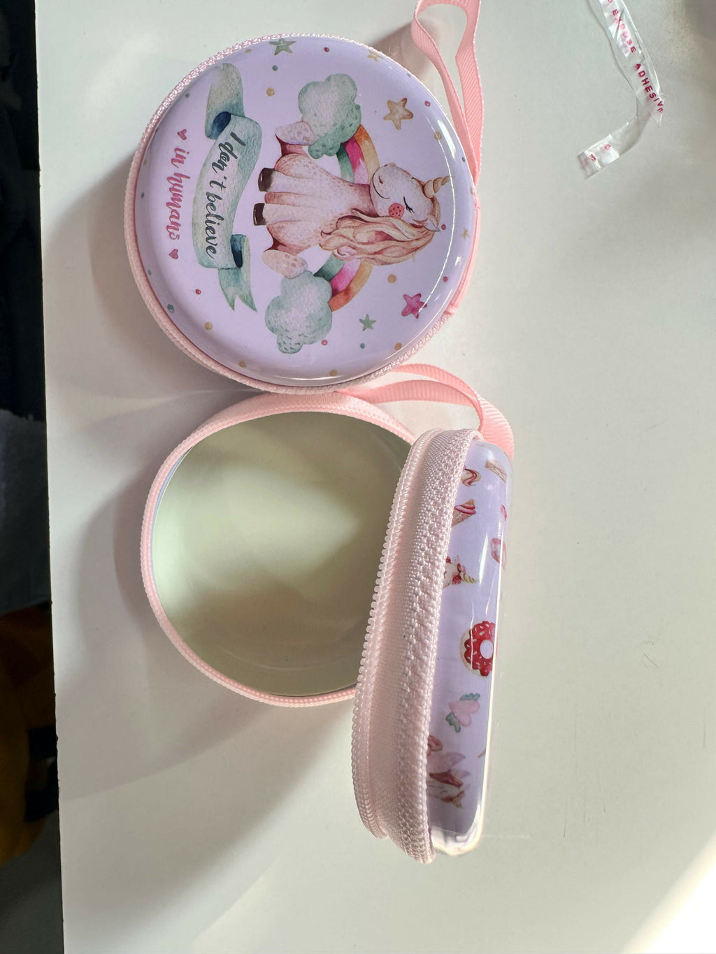 Unicorn Print Round Coin Pouch with Zipper & Wrist Strap for Kids and Gifting(DESIGN MAY VARY)