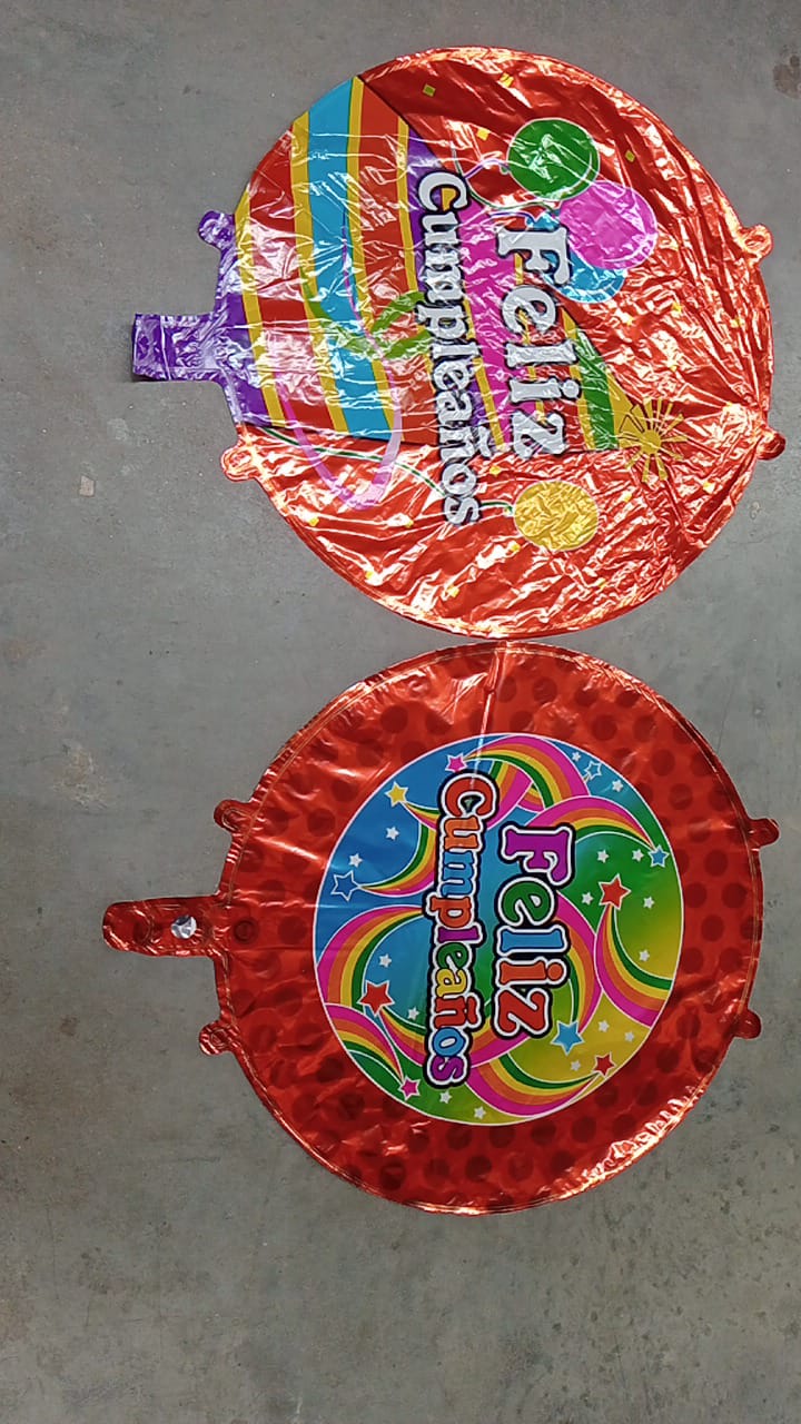 Two red foil balloons with