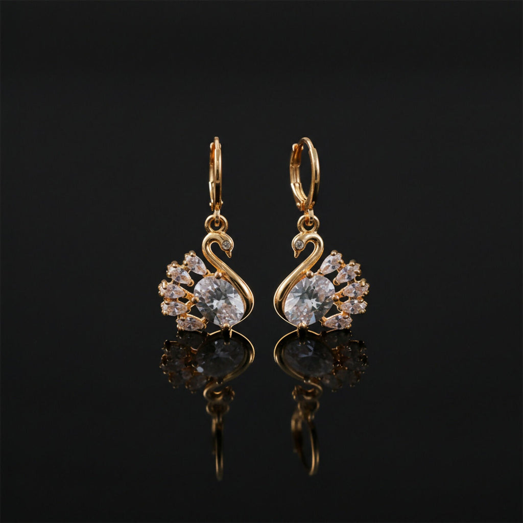 Elegant Swan Design Stone Drop Earrings for Women & Girl