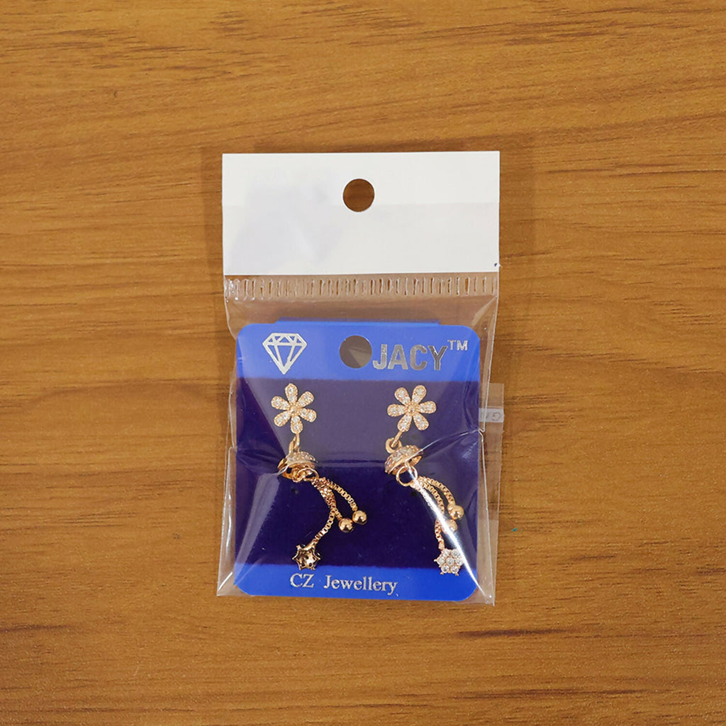 Sparkling Starburst Drop Earrings – Rose Gold Floral Dangles