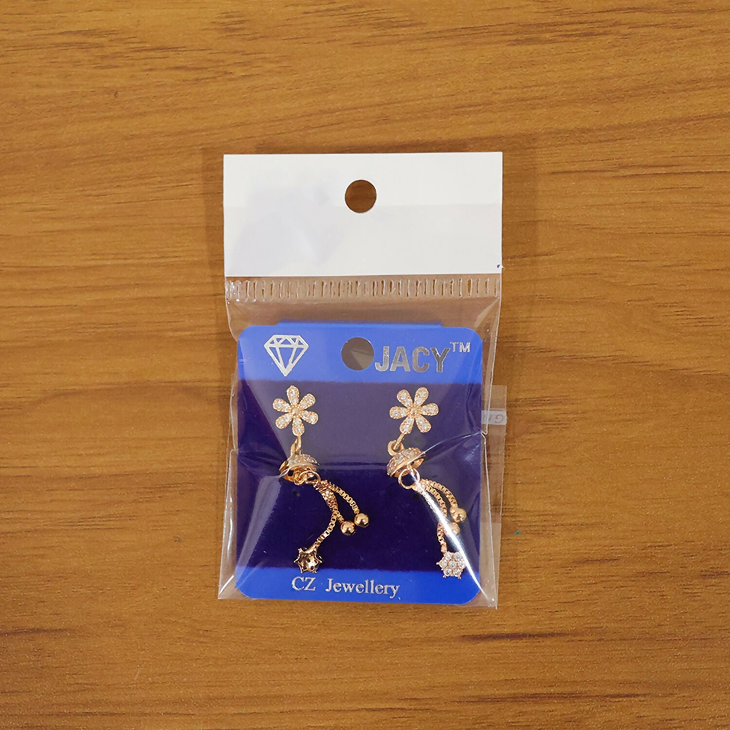 Sparkling Starburst Drop Earrings – Rose Gold Floral Dangles