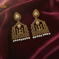 Royal Temple Muse Gold-Tone Jhumka Earrings with Pearl Danglers