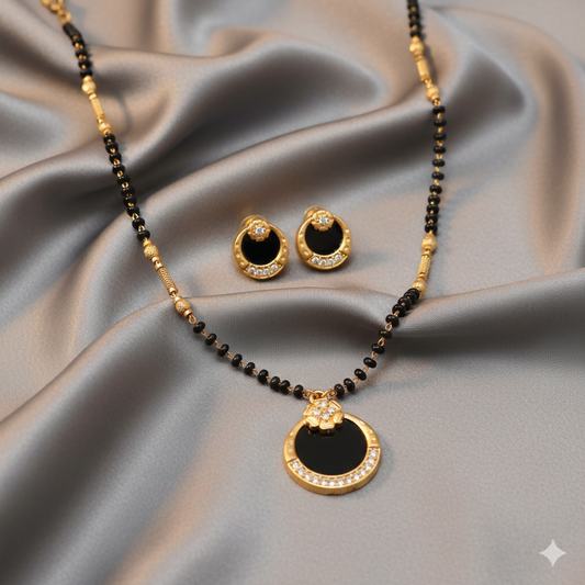 Gold Plated AD Mangalsutra Set with earrings for women