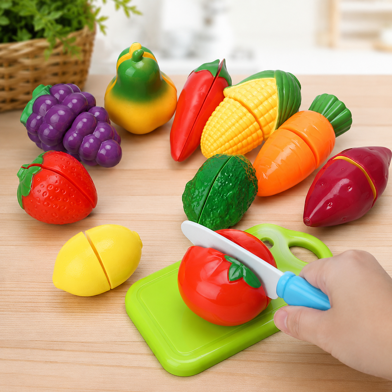 Sliceable Play Food Set – Realistic Fruits & Veggies | Gamevana