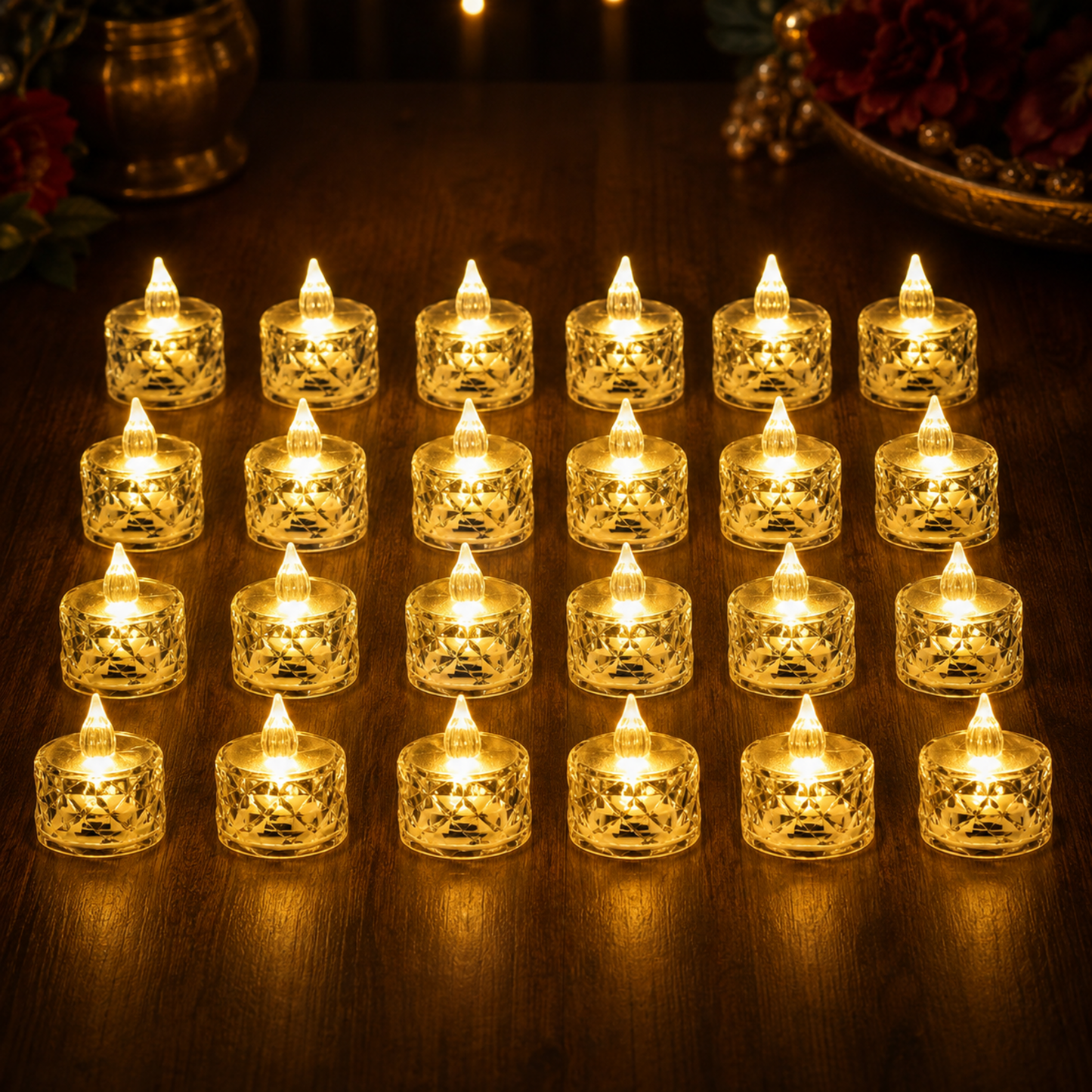 Flameless LED Tealight Candles – Decorative Acrylic | Giftoiza