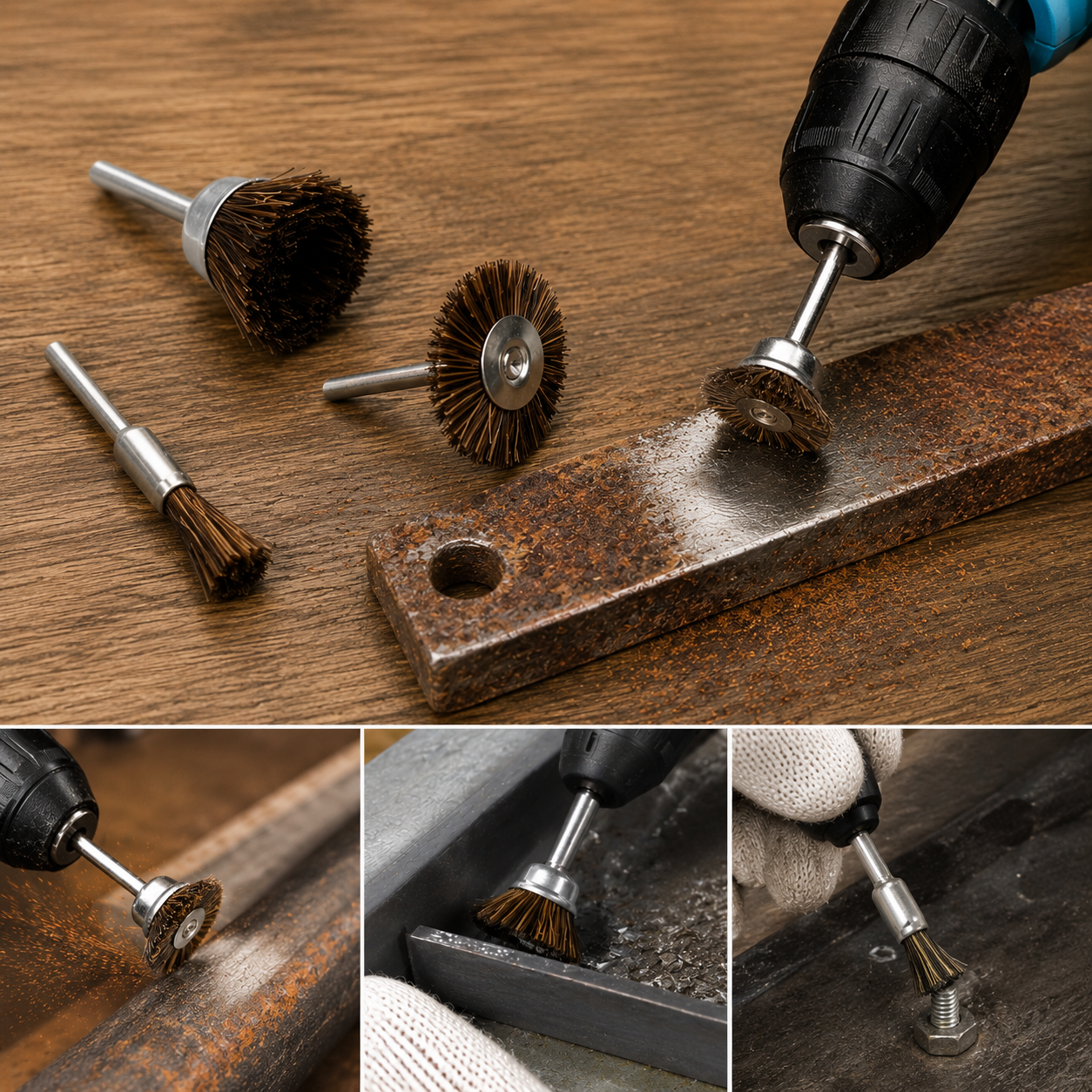 Brass Wire Wheels – 3-Pc Rust & Metal Cleaning Set | ToolMate Pro
