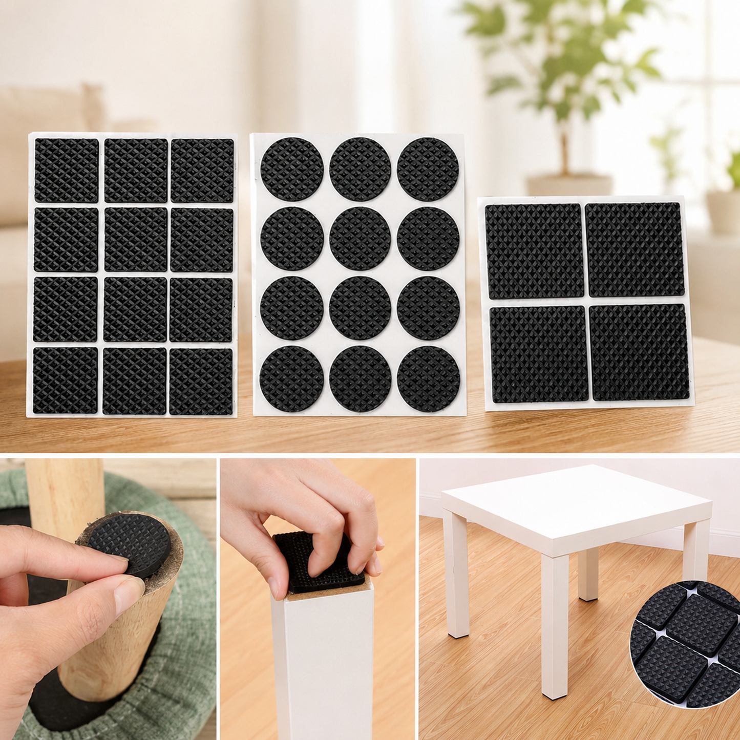 Rubber Furniture Pads – Self-Adhesive Floor Protectors | Safelix