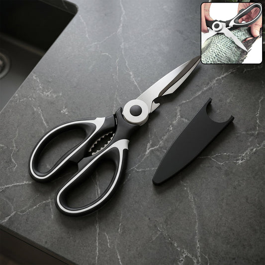 Multi-purpose 3 in 1 kitchen scissors with steel blades