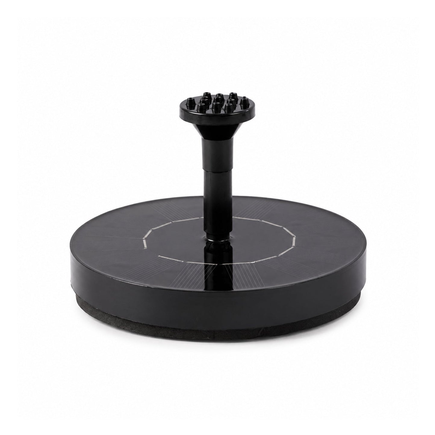 Studio shot of solar fountain pump with dimensions display