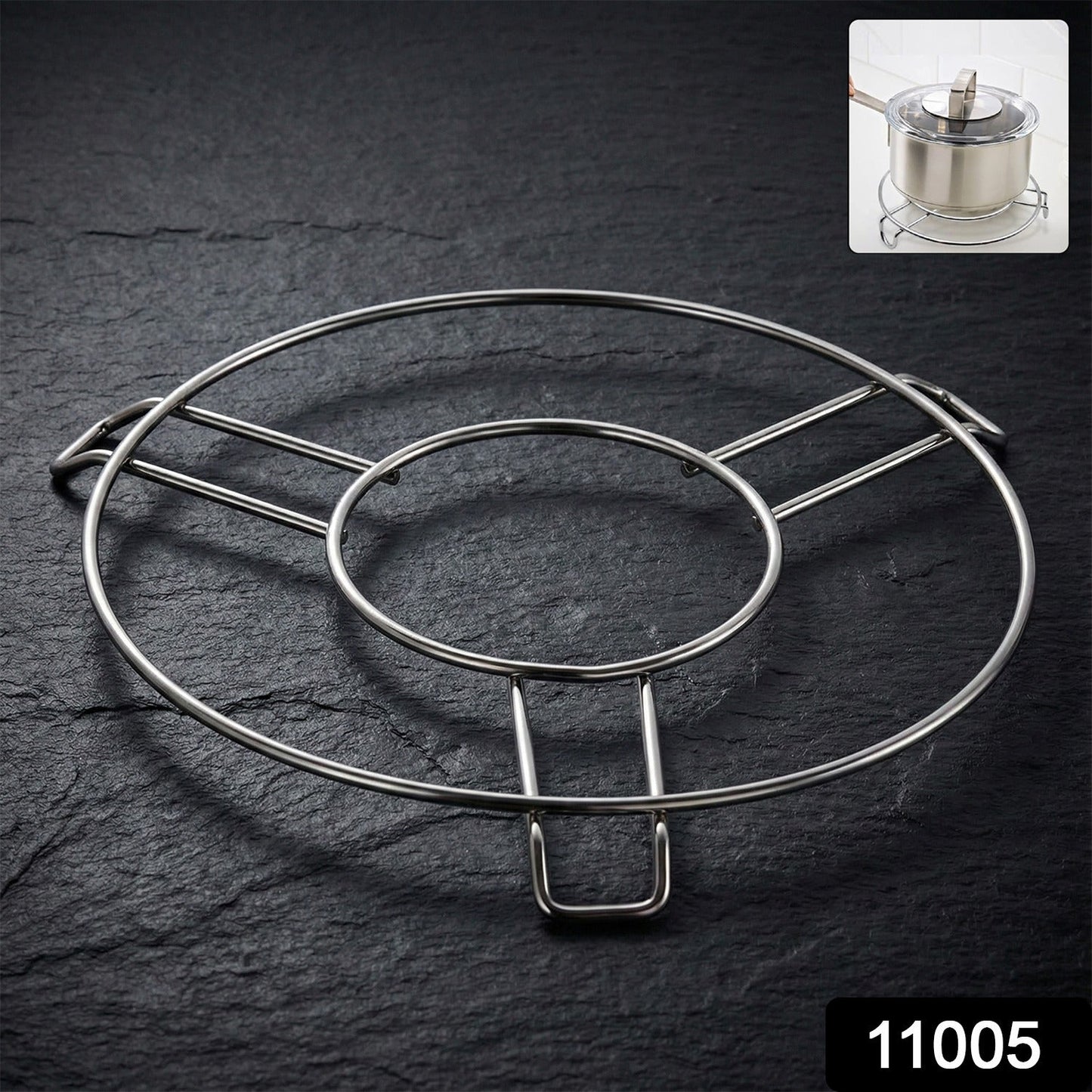 Non-slip ring trivet ensuring cookware stability on stainless steel hot pot stand