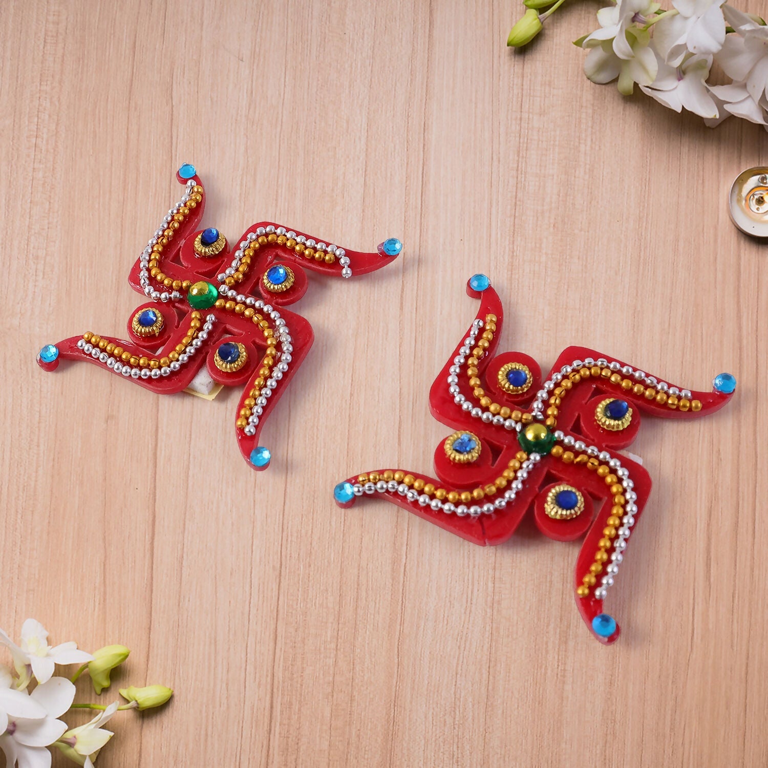 Swastik Door Hanging | Red Acrylic | Pair for Diwali and Puja