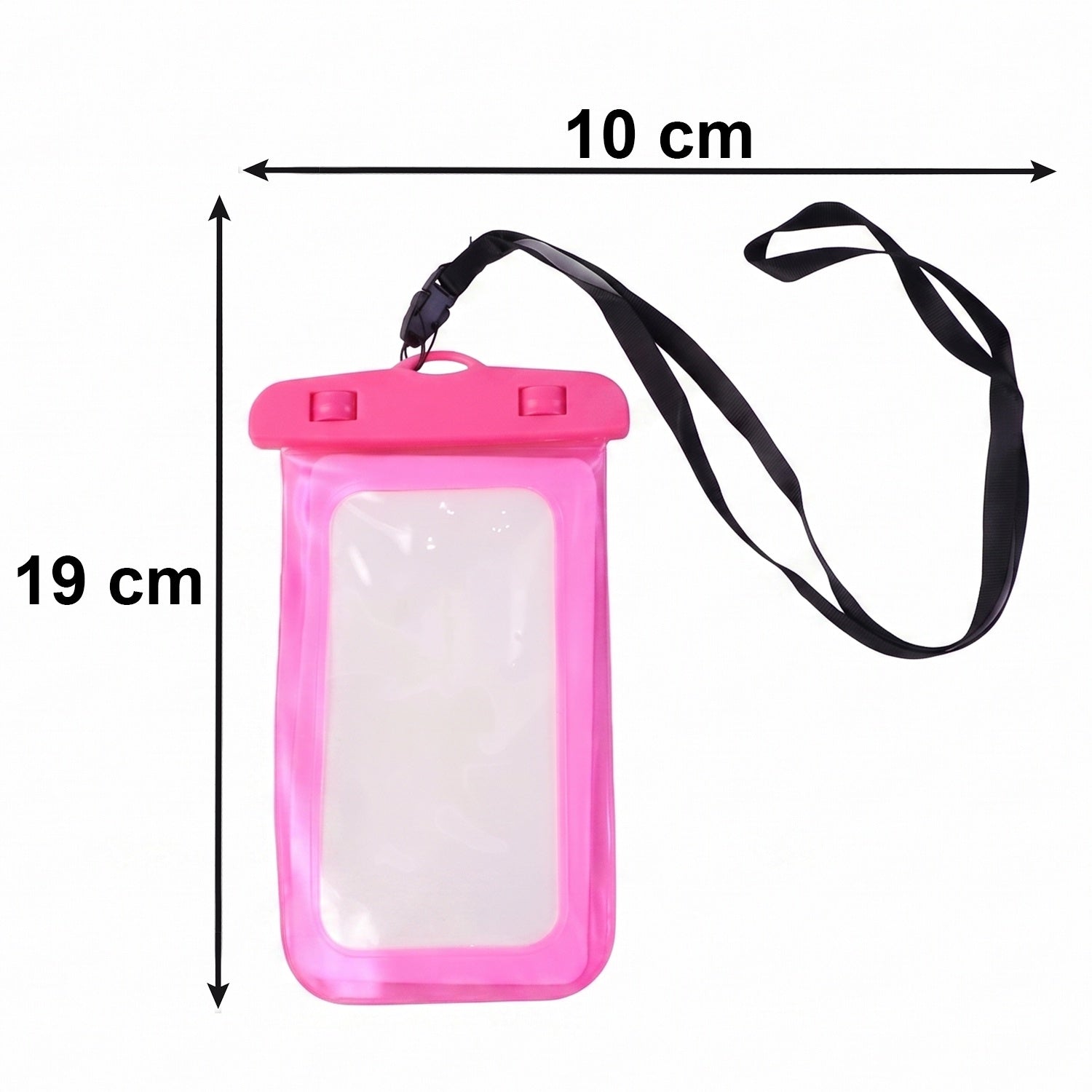 Pink waterproof phone case top view showing seal details